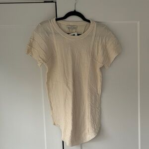 NET IRO Elegant Cream Short Sleeve Women's Top